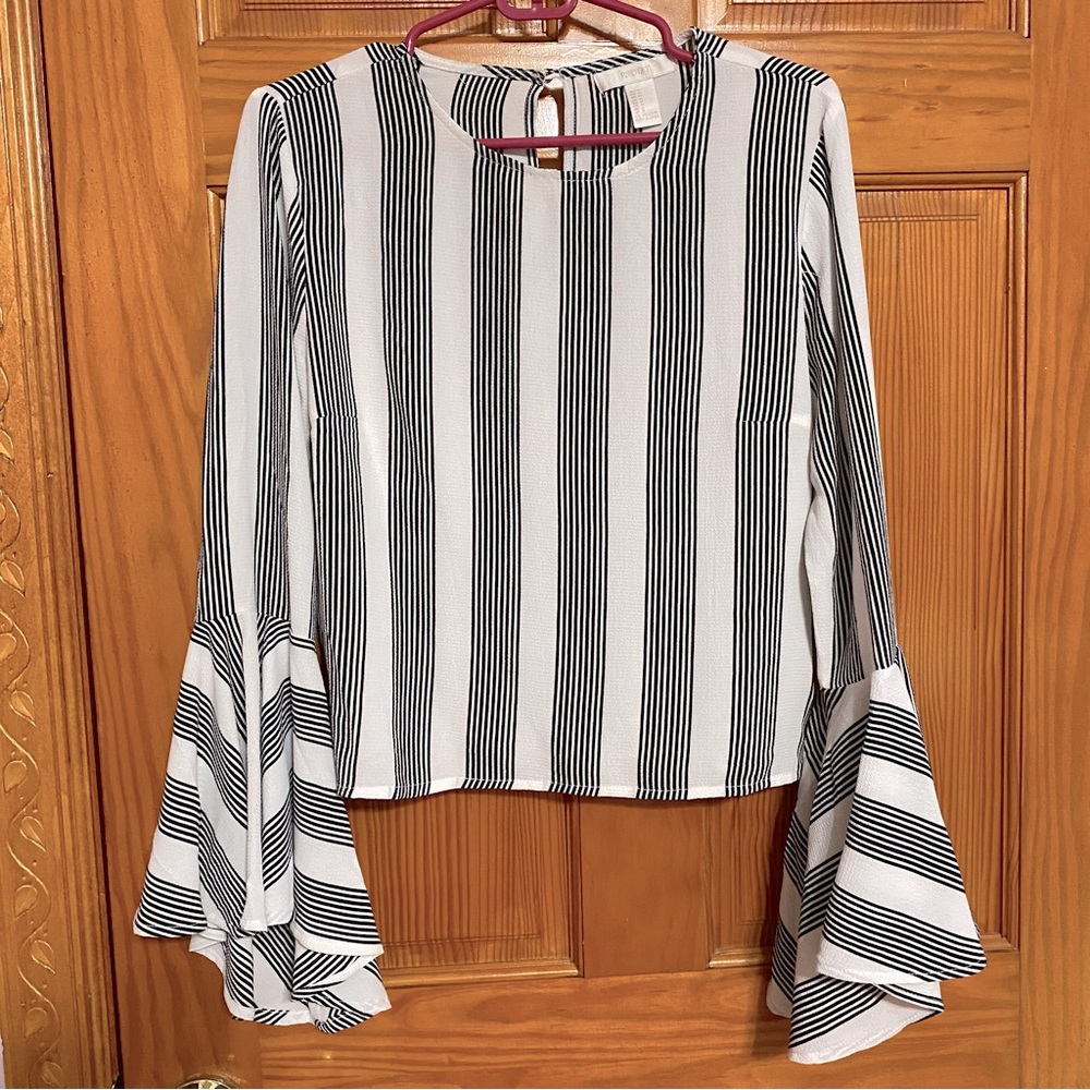 Striped Black and White Women's Top